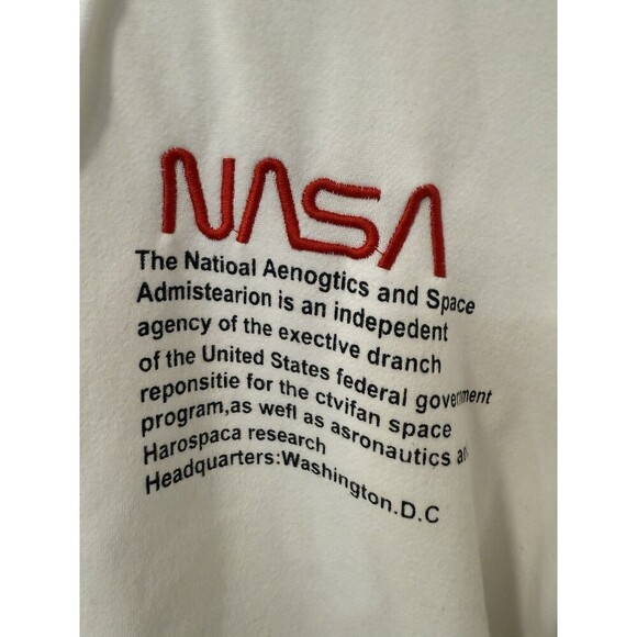 NASA Base Layer Heron Preston Hoodie Mens M White Fall Winter 1990 Pullover - Picture 2 of 8